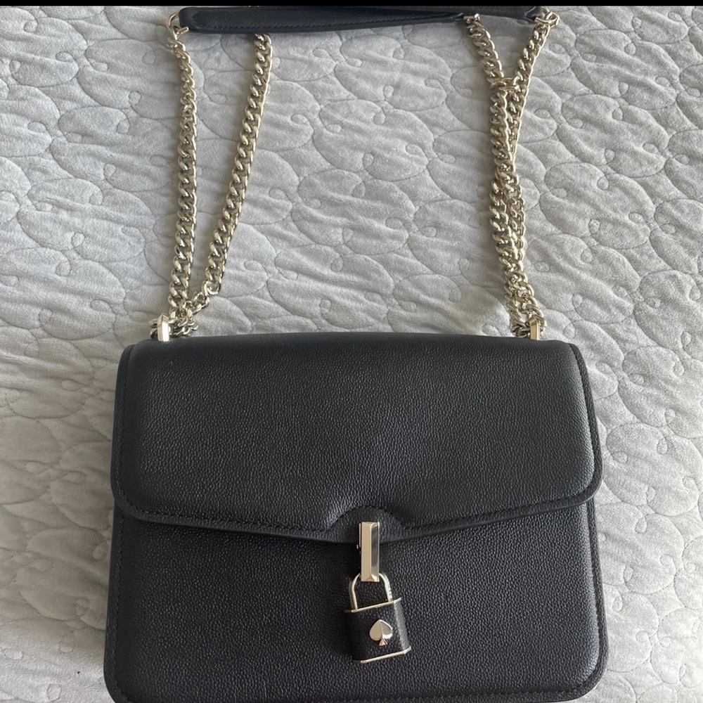 KATE SPADE LOCKET LARGE FLAP SHOULDER BAG W/DUSTBAG BLACK PXR00419 NWT $378
